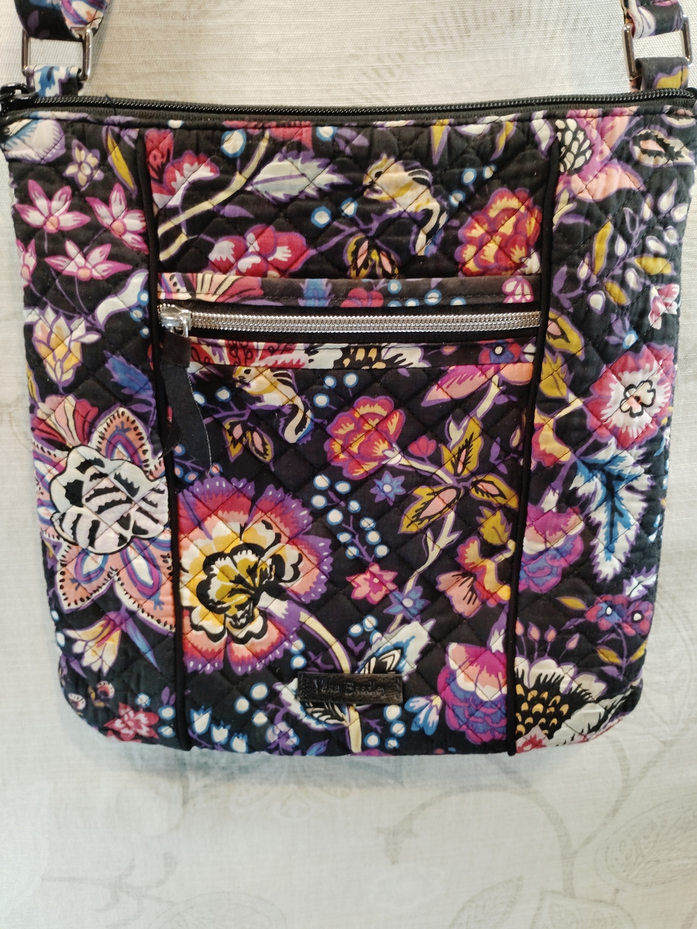 Vera Bradley Black Quilted Crossbody with Multicolor Floral Print